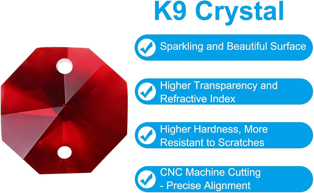 K9 Crystal Octagon Beads 2 Holes Pendants