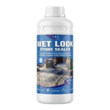 Wet Look Stone Sealer 1 Quart - Color Enhancer for Outdoor Pavers, Driveways, Concrete and Rough Stone - Waterproof