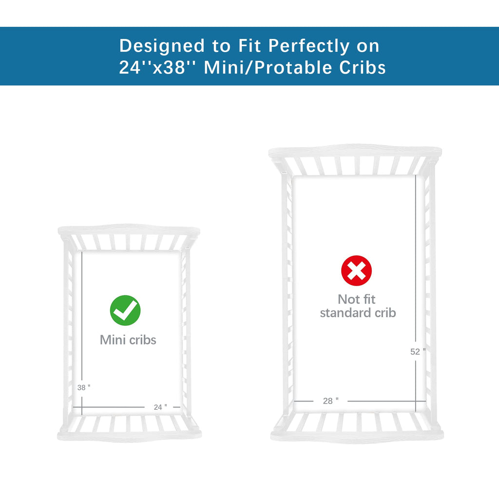 Mini Crib Sheets Set 4 Pack, Mini Portable Crib Sheets (38" X 24")