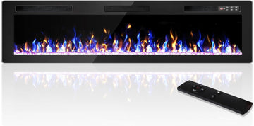 72 Inch Electric Fireplace, Ultra-Thin Fire Places Electric Fireplace Inserts Recessed and Wall Mounted with Remote