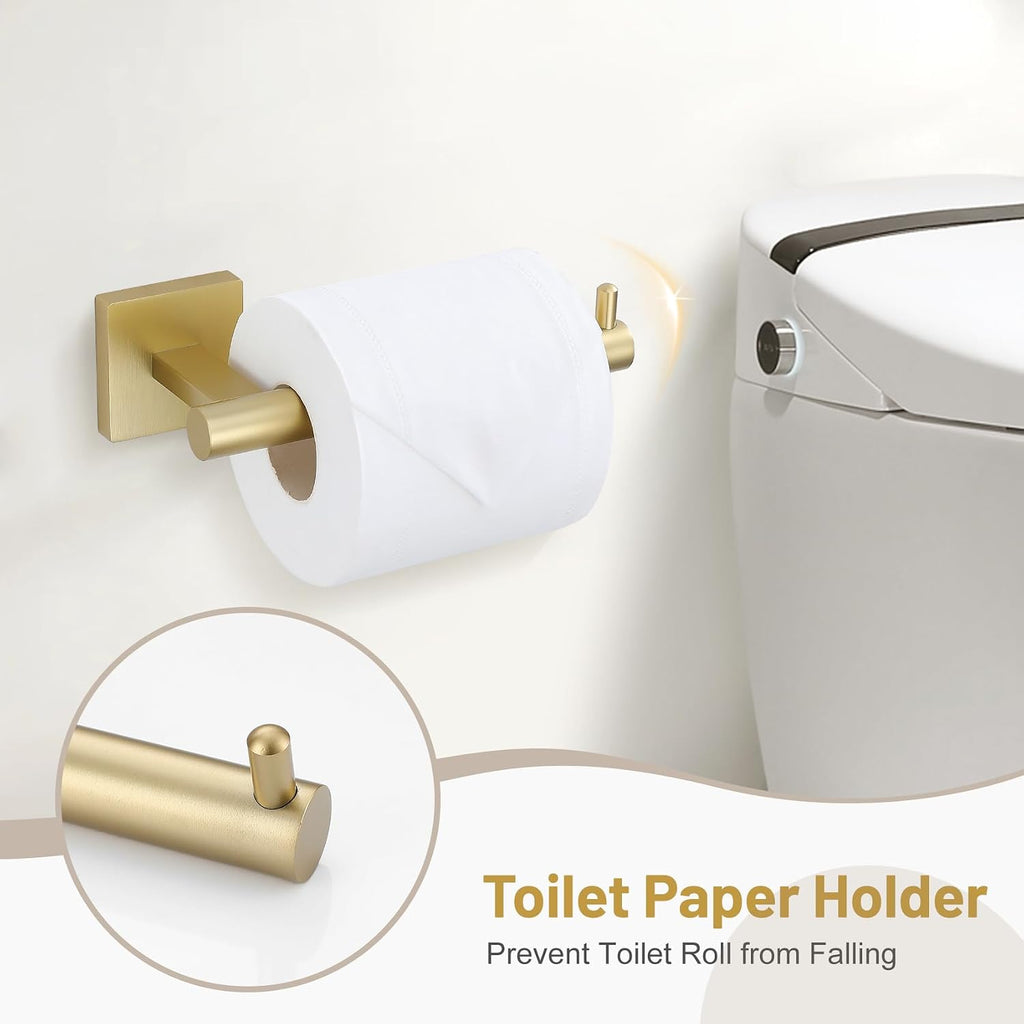 Towel Ring Set 4 Piece Bathroom Hardware Set Includes Towel Ring 2 Towel Hooks and Toilet Paper Holder Stainless