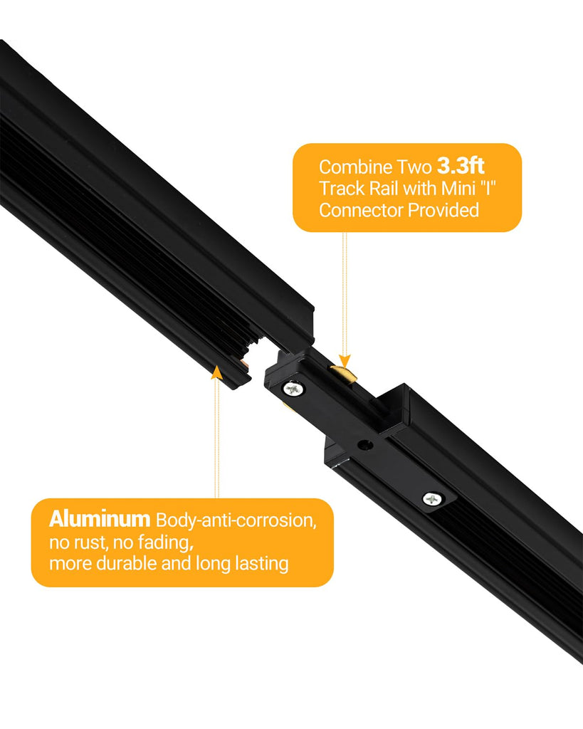 Zoomable 6 Light LED Track Lighting Kit with 6.6FT H Type Track Lighting Rail, LED Track Light Heads Dimmable