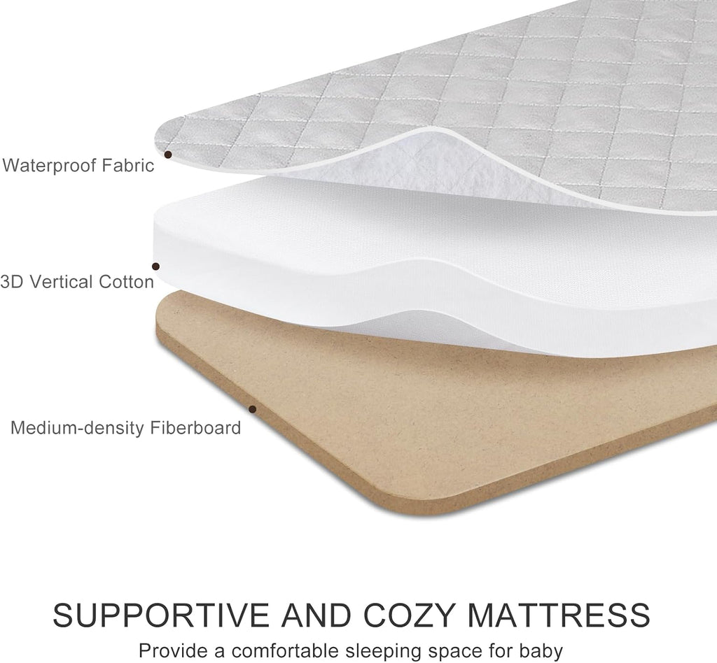 3-in-1 Baby Bassinet, Bedside Sleeper, Rocking Mode, Wheels (Khaki) | 5 heights, breathable mesh, comfy mattress with