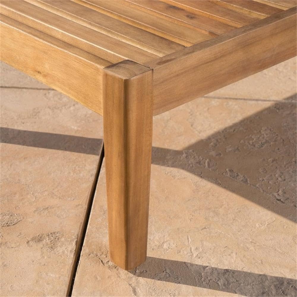 Outdoor Acacia Wood Chaise Lounge, Teak Finish