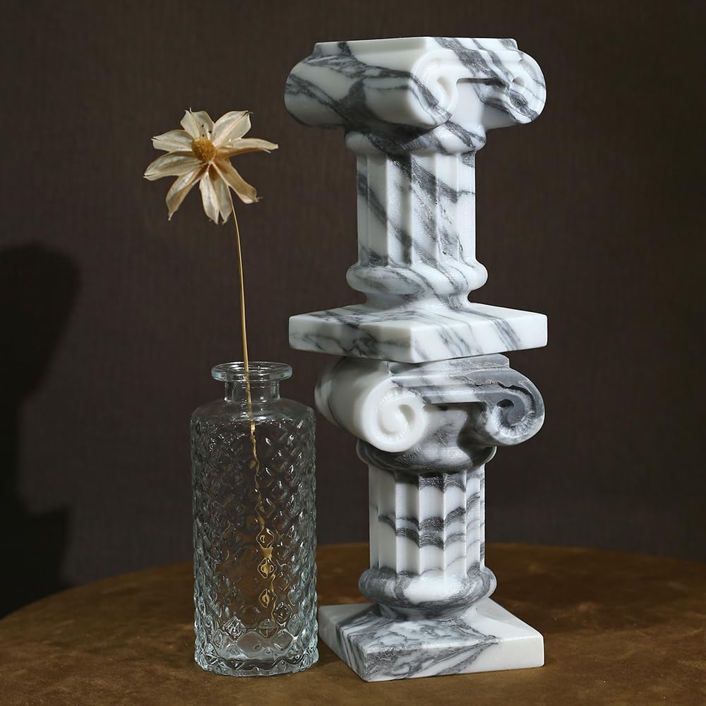 Marble Roman Pillar Statues Small Sculpture Decor for Coffe Table, Decorative Pillar Bedroom Bookshelf Display, Mini