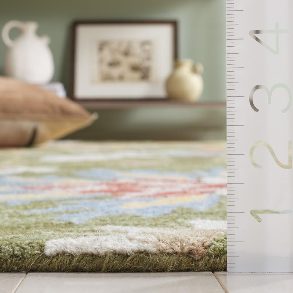 Area Rug 8x10 - Jardin - Large - Green & Blue, Handmade Wool