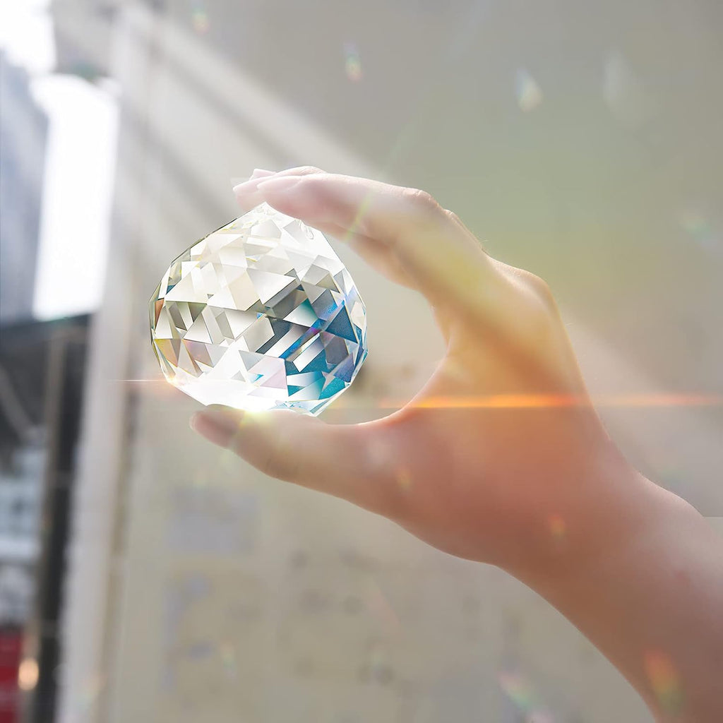 Clear Crystal Ball Prism Sun Shine Catcher Rainbow Pendants Maker, Hanging Crystals Prisms for Windows, for Feng Shui