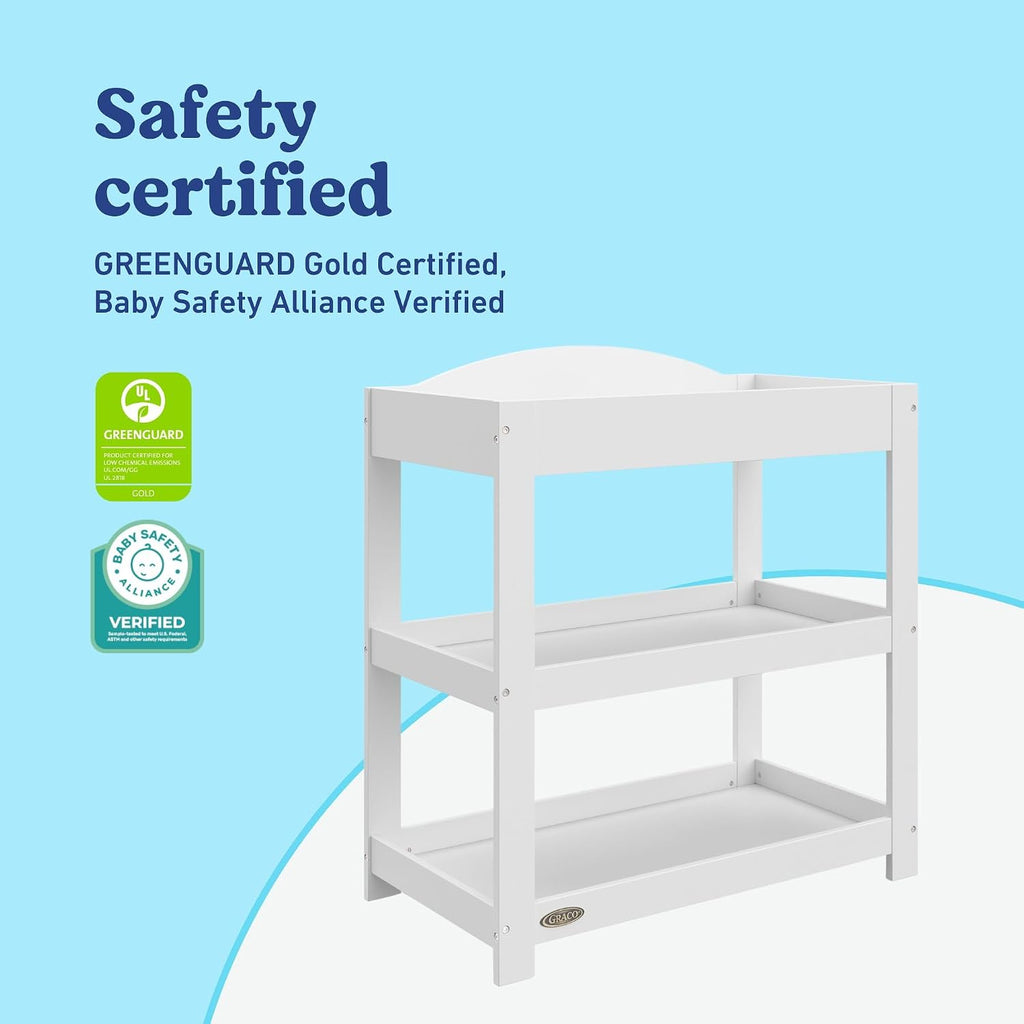 Customizable Changing Table with Water-Resistant Changing Pad, White | Customizable Modern Flat or Classic Arched