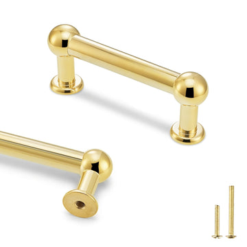 Unlacquered Brass Cabinet Pulls, 3" Hole Center Solid Brass