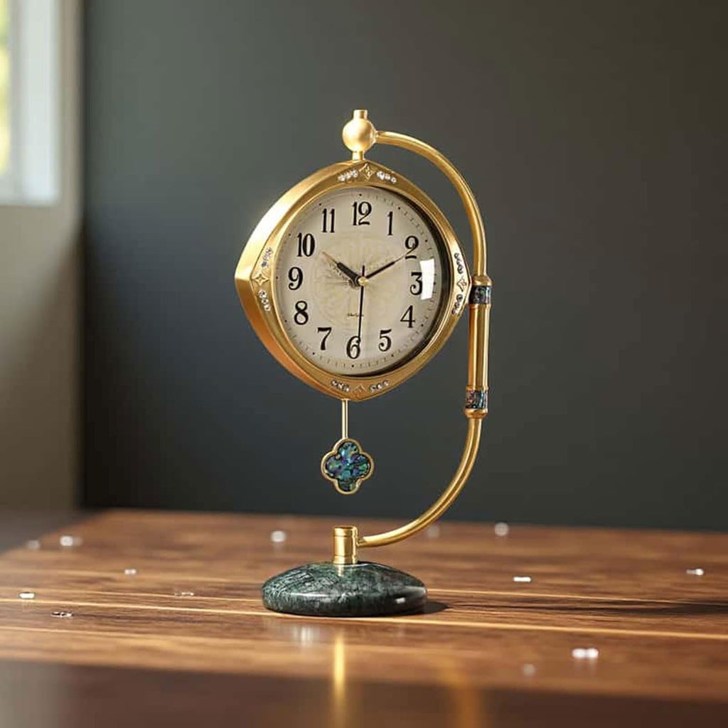 Quartz Movement Brass Mantel Clock with Long Power Reserve