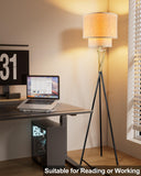 Gold Tripod Floor Lamp, Modern Floor Lamp, Standing Lamp with Linen Shade, E26 Bulb Included, 66" Tall Floor Lamps