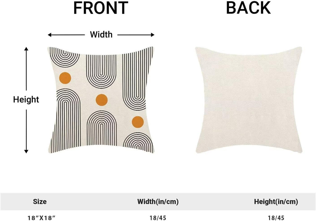 Boho Mid Century Pillow Covers 18x18 Set of 2, Abstract Simple Sun Arch Decorative Throw Pillowcase Boho Modern