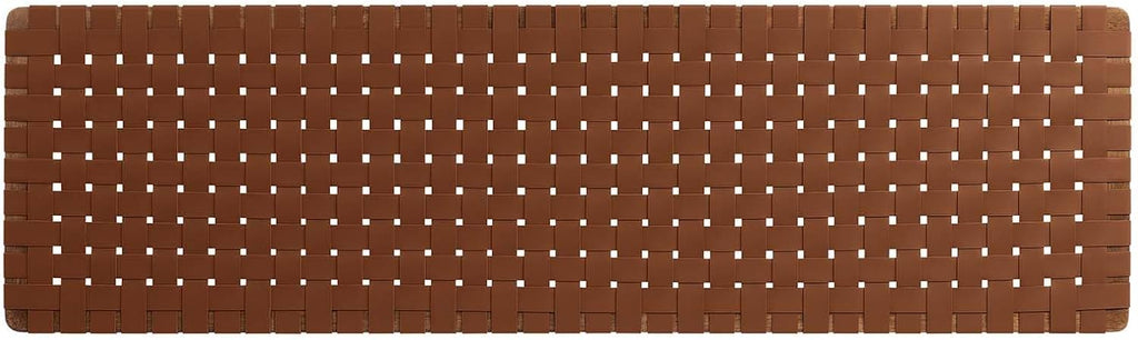 Leather Weave King Headboard in Walnut Brown, Faux Leather King Headboard Only with Wall Mount Design