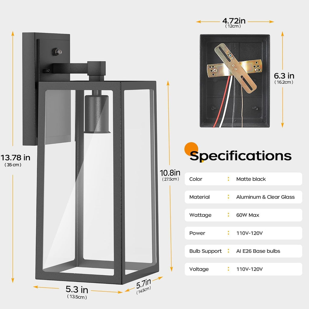 Dusk to Dawn Outdoor Light Fixtures Wall Mount, Sensor Porch Lights, Anti-Rust Exterior Wall Sconce Lighting Lamp