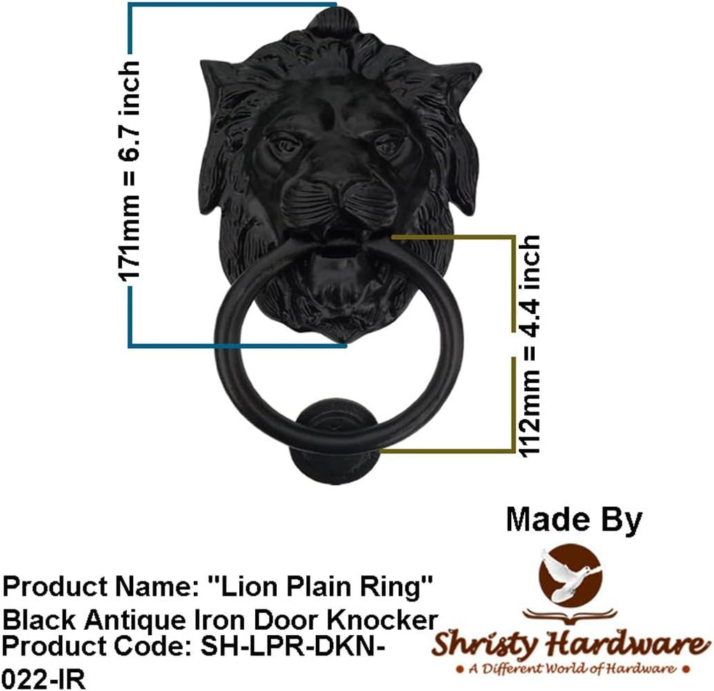 Hardware "Lion Ring" Black Antique Iron Door Knocker for Door Front