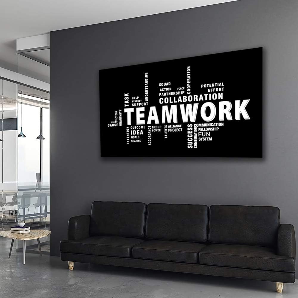 Teamwork Canvas Wall Art - Large Framed Motivational Quotes Artwork Modern Home Decor - Inspirational Posters Decor