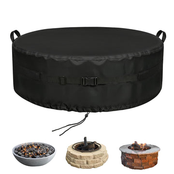Fire Pit Cover Round, 62-66 Inch Outdoor Firepit Covers *9In