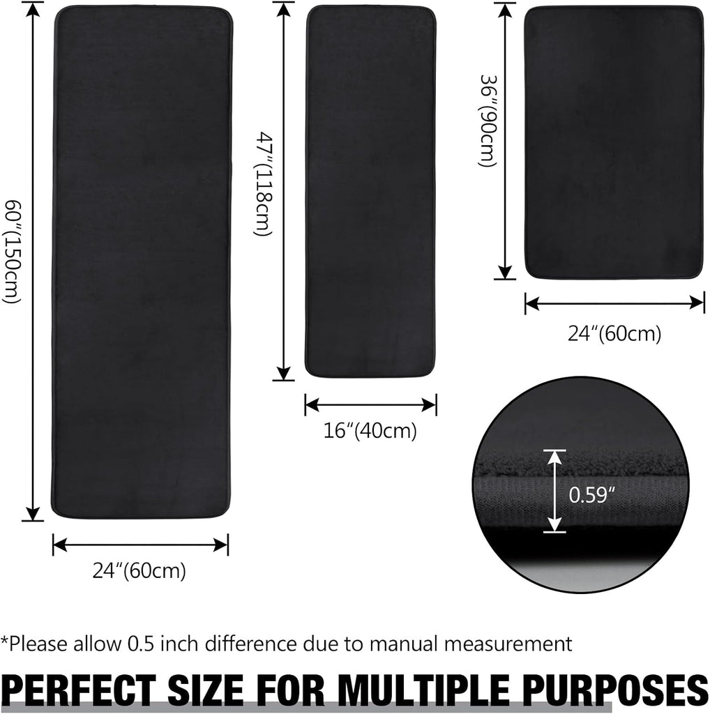 Black Memory Foam Bath Mat Long 24x60 Bathroom Runner Rug Non Slip Washable | Soft Absorbent Microfiber Bathroom