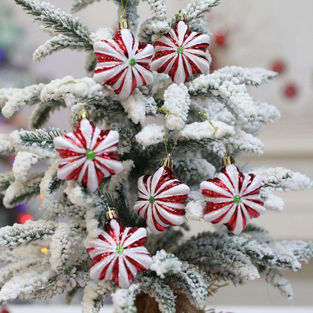 Peppermint Candy Ornament, Shatterproof Christmas Ball Hanging Ornaments Christmas Tree Decorations Christmas Ball - Set of 6