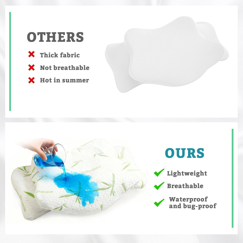 Cooling Cervical Pillowcase (Only Pillowcase) Waterproof Bamboo Neck Pillow Case Ergonomic Pillow Case Cover with