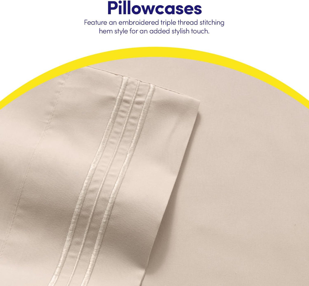 1500 Supreme Collection Sheet Sets Beige Cream - Luxury Hotel Bed Sheets and Pillowcase Set for Mattress