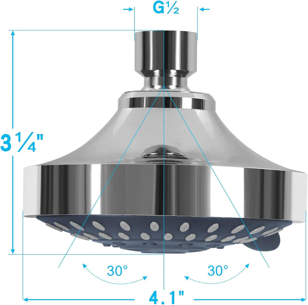 Shower Head High Pressure Rain Fixed Showerhead 5-Setting with Adjustable Metal Swivel Ball Joint