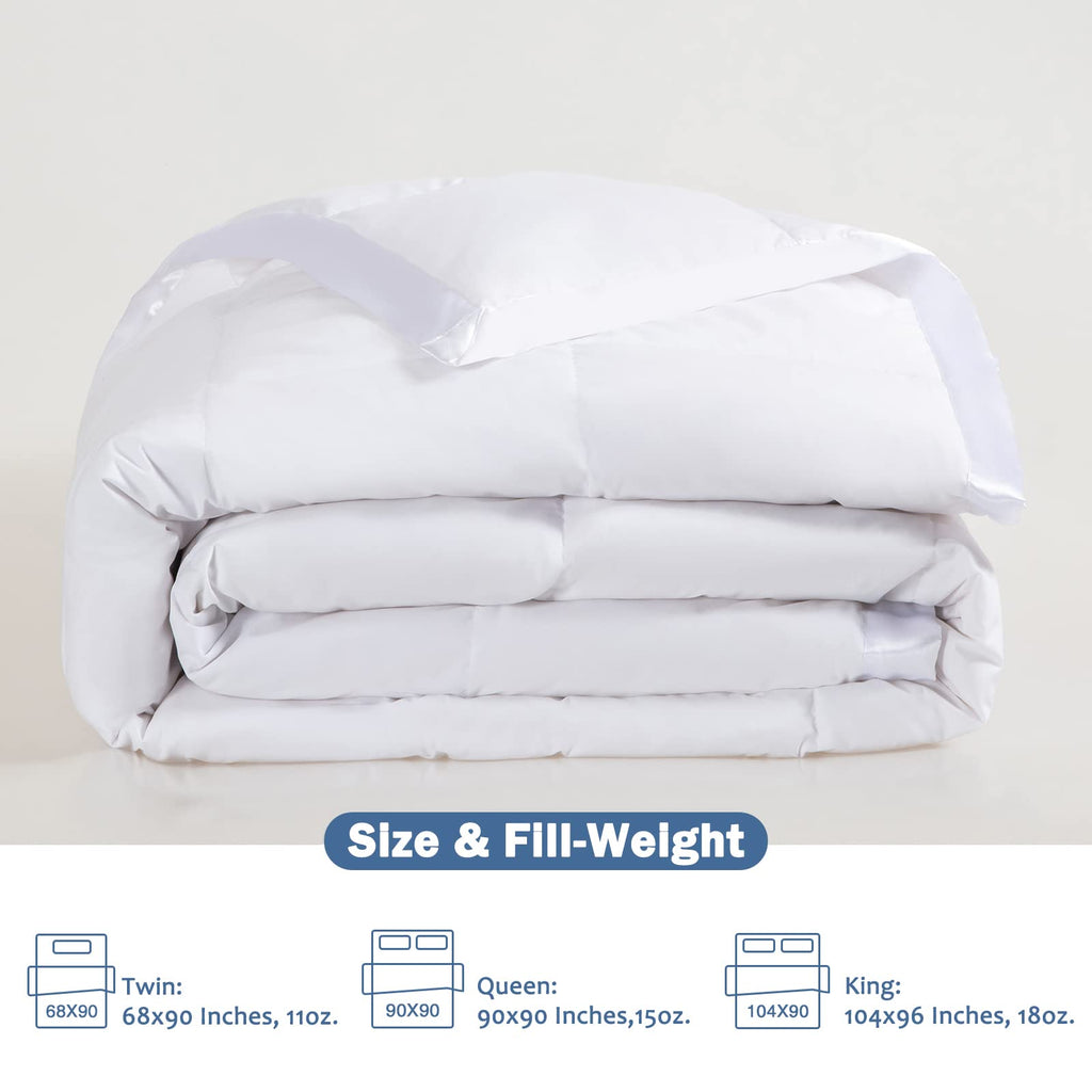 Feather Down Blanket California King Size, Extra Lightweight Summer Comforter, Noiseless & Ultra Soft Thin Bed