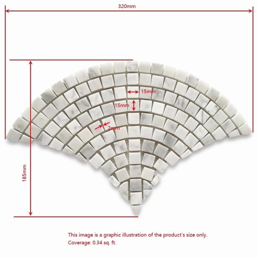 Calacatta Gold Marble Fish Scale Scallop Fan Pattern Mini Mosaic Tile Honed Kitchen Bath Wall Floor Backsplash Shower
