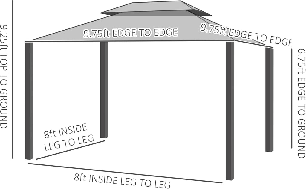 10' x 10' Hardtop Gazebo Canopy with Polycarbonate Roof, Aluminum Frame
