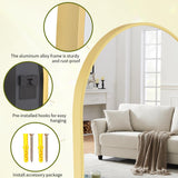20"x30" Arch Bathroom Mirror, Wall Mounted Vanity Metal Frame Mirror , Gold