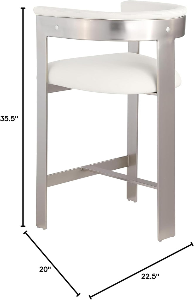 738Cream-C Romeo Collection Modern | Contemporary Counter Stool with Soft Cream Vegan Leather, Brushed Chrome Metal