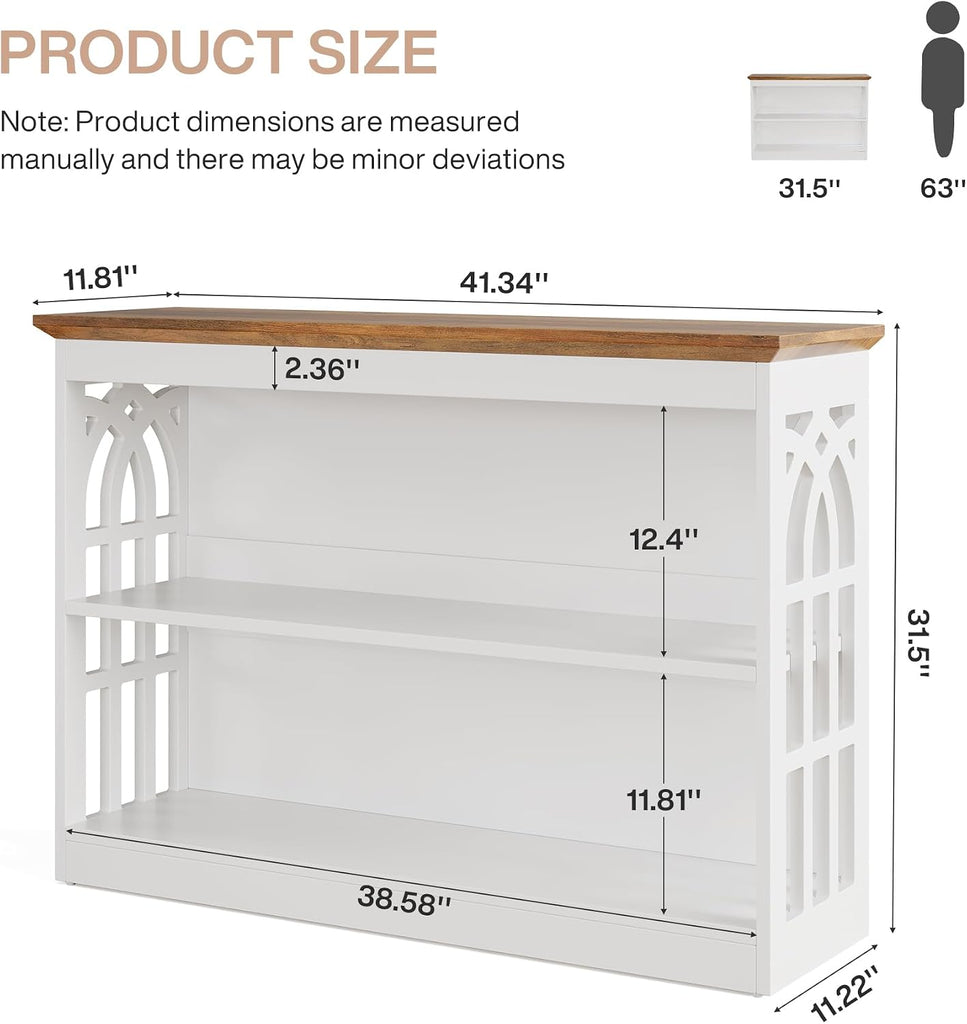 Modern Console Table , 41.34-Inch White Sofa Table Behind The Couch with 3-Tier Storage, Narrow Hallway Furniture