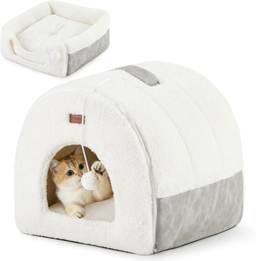 Cat Bed Cave for Indoor Cats - 2 in 1 Cat Cave for Kittens and Small Pets with Removable Washable Cushioned Pillow
