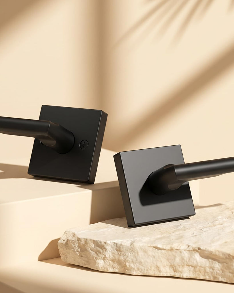 Black Door Handles Interior, Passage Matte Black Closet Door Handles, Square Black Door Lever Interior (6 Pack)