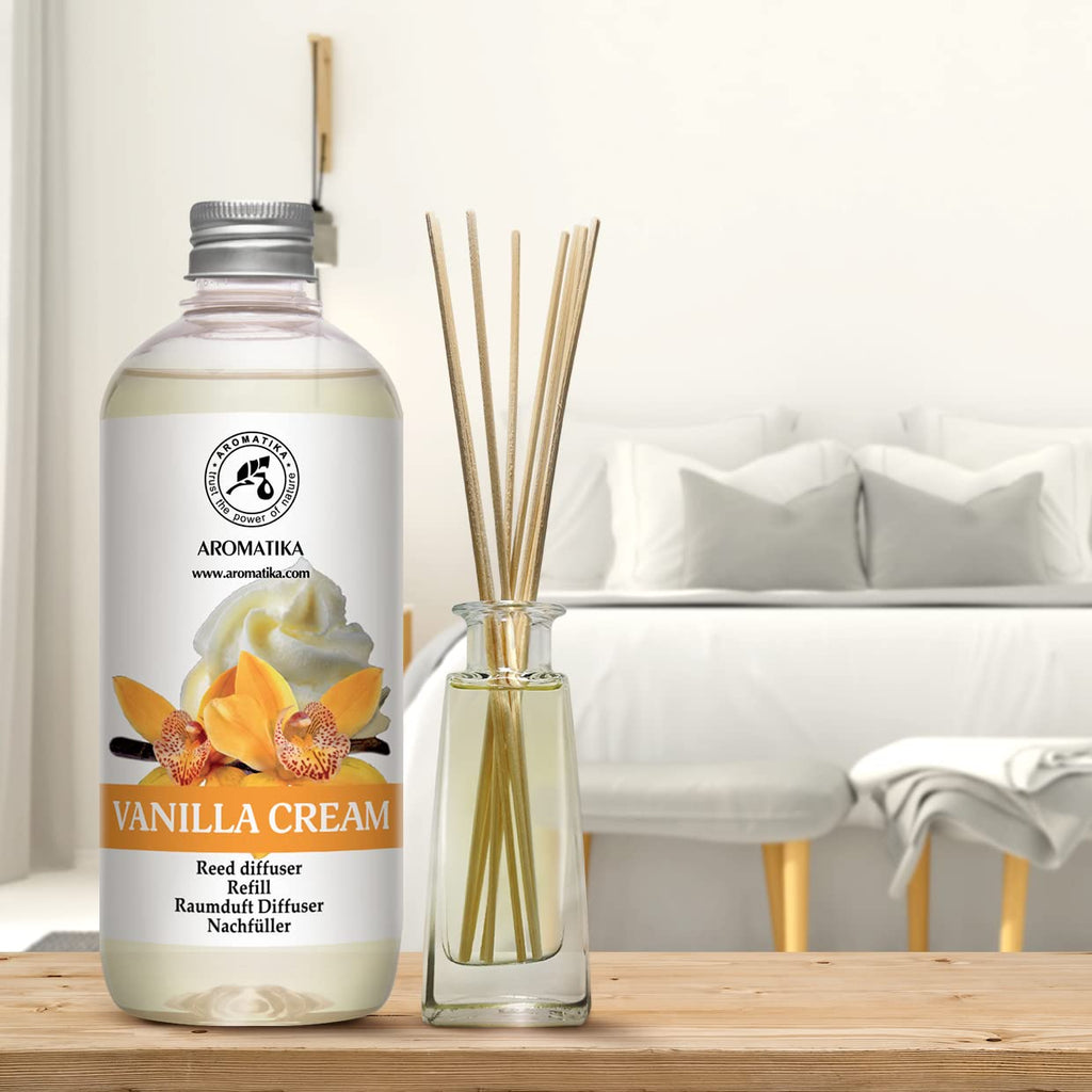 Reed Diffuser Refill Vanilla Cream 17 Fl Oz - Fresh & Long Lasting Fragrance - Reed Diffuser Oil Refill for