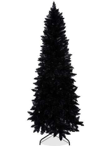 7ft Artificial Pencil Slim Black Christmas Tree Halloween Xmas Tree