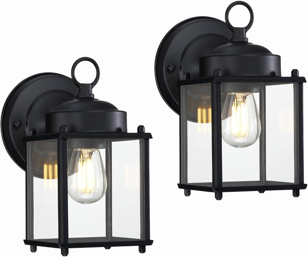 Outdoor Wall Sconce, Exterior Wall Lighting Fixtures with Clear Glass, Front Porch Lighting