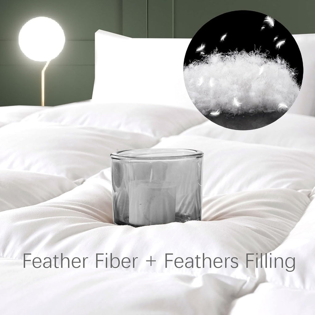 Down Comforter King - All Season Medium Weight Fluffy White Duvet Insert, Warm Feather Bedding, Soft
