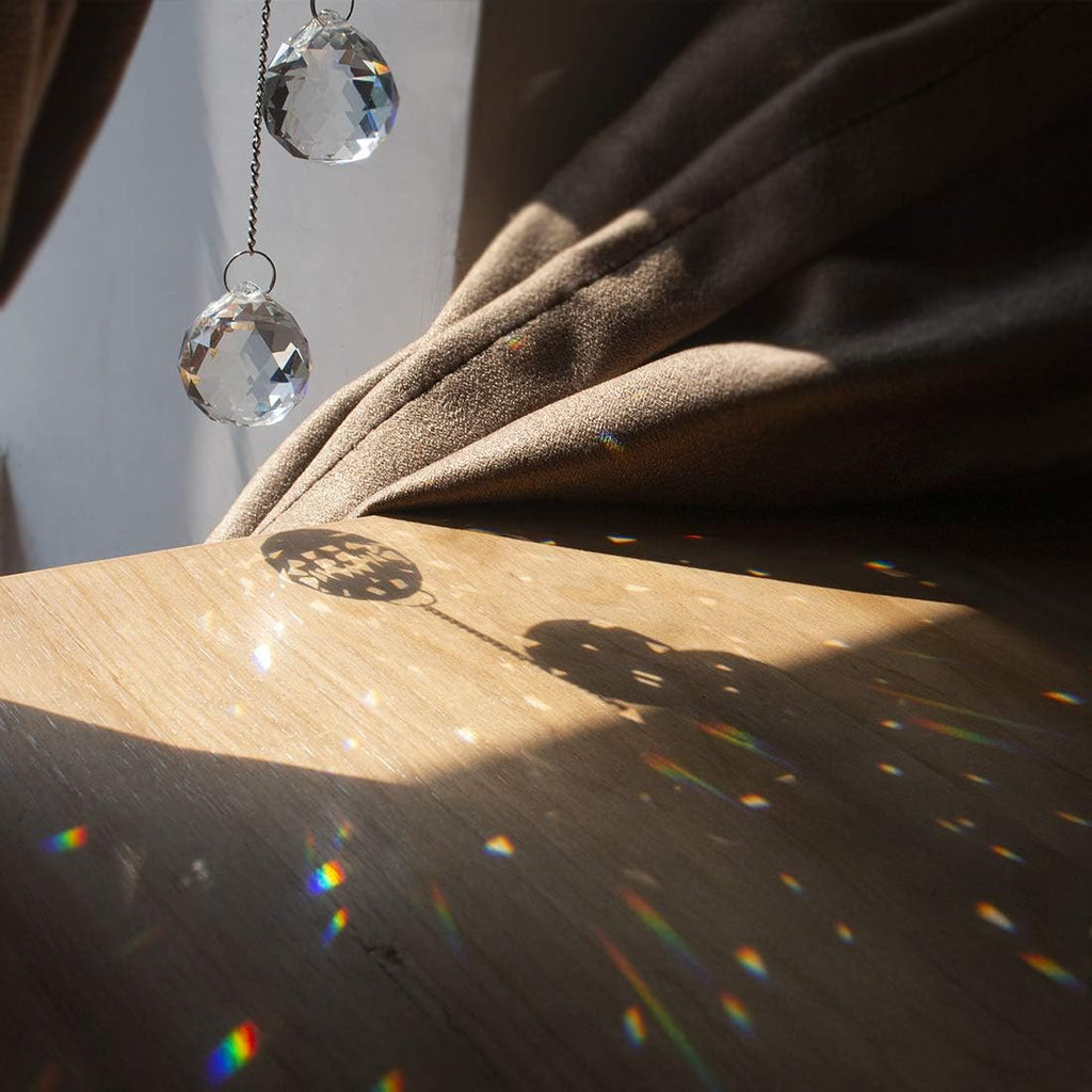 Crystal Suncatcher Window Hanging Moon Prism Rainbow Ornament - 20.5 inch crystal prism beads, moon decor