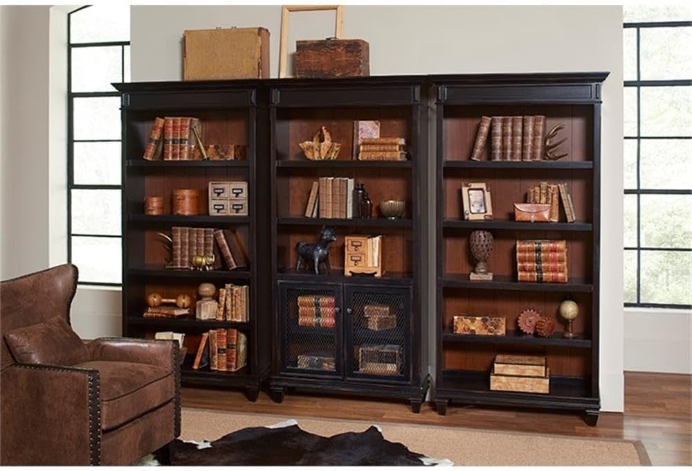 Hartford Wood Bookcase in Two Tone Distressed Black