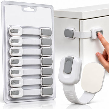 Child Safety Strap Locks (10 Pack) Baby Locks for Cabinets and Drawers, Toilet, Fridge & More. 3M Adhesive Pads. Easy