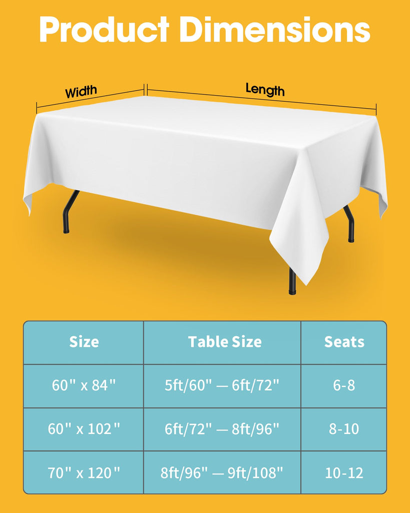 White Polyester Table Cloth, 6 Pack, 60 x 84 in