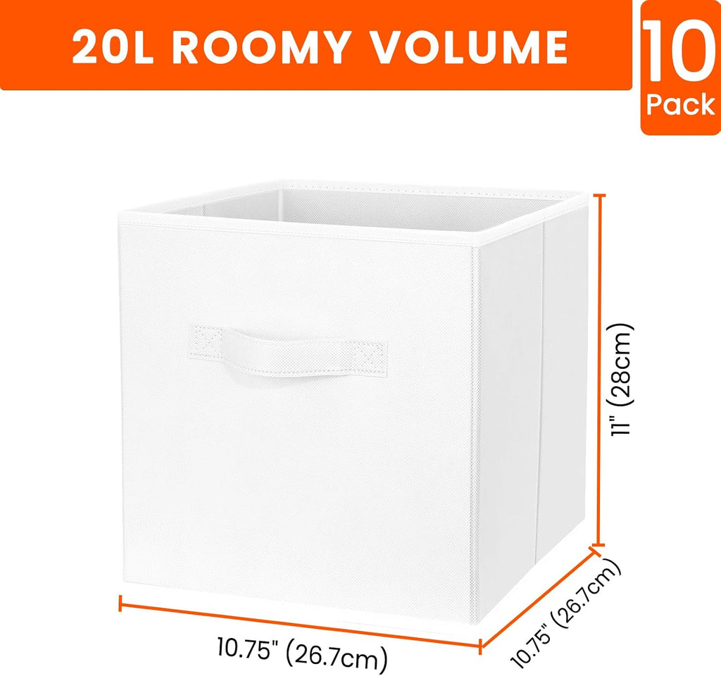 Storage Cubes, 11 Inch Cube Storage Bins for Shelves Closet Nursery Bedroom - 10 Pack Collapsible Baskets with