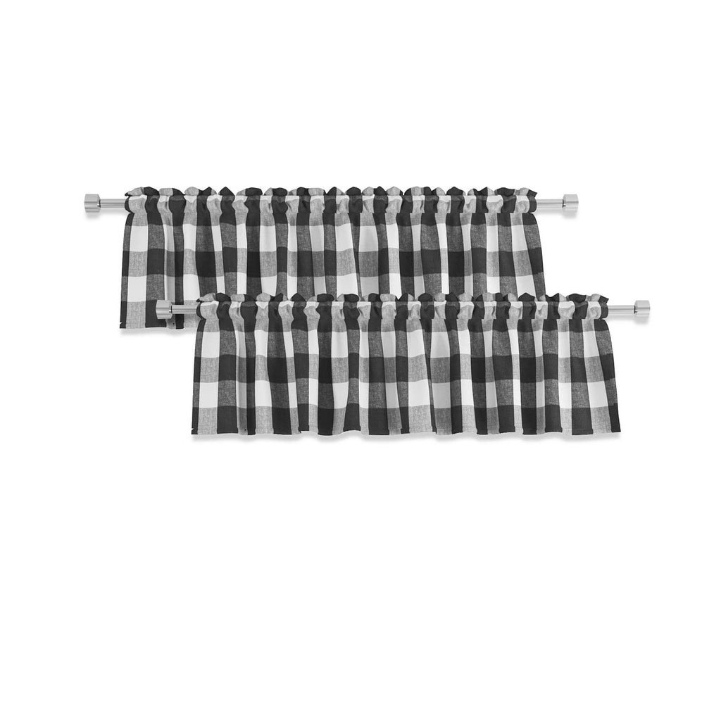 4 Pieces Valances Buffalo Check Curtains Windows Classic Gingham Plaid Bedroom Bathroom Rod Pocket Vintage Country
