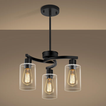 Modern Farmhouse Black Pendant Lights Kitchen Island, Adjustable Height Contemporary Chandeliers Light