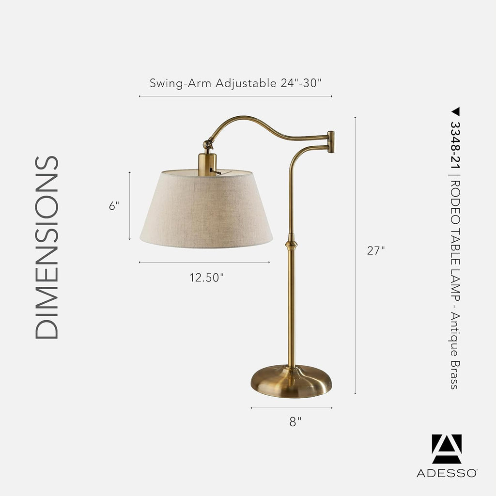 Antique Brass Table Lamp with Cream Fabric Shade