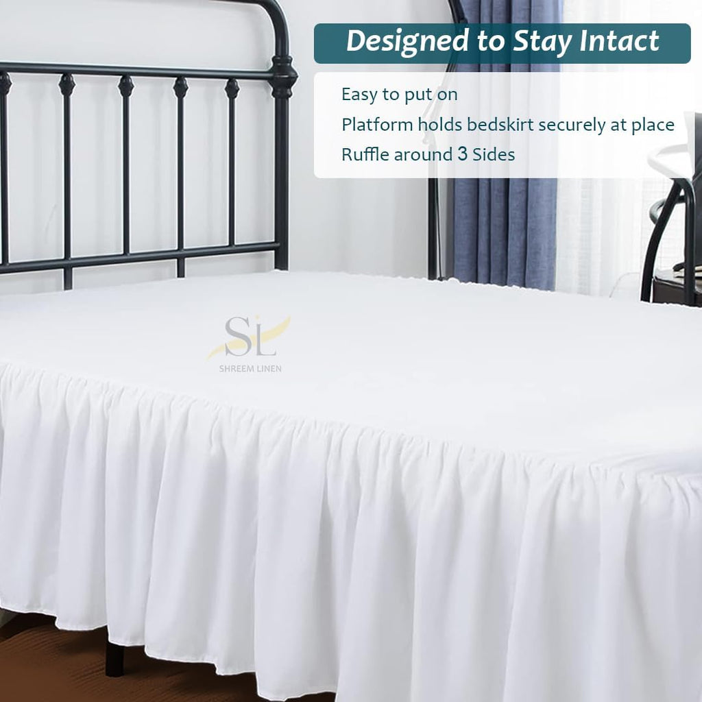 Ruffled Bed Skirt with Split Corners, Gathered Style, 100% Microfiber, 18-Inch Drop, Dust Ruffle Bedskirt with