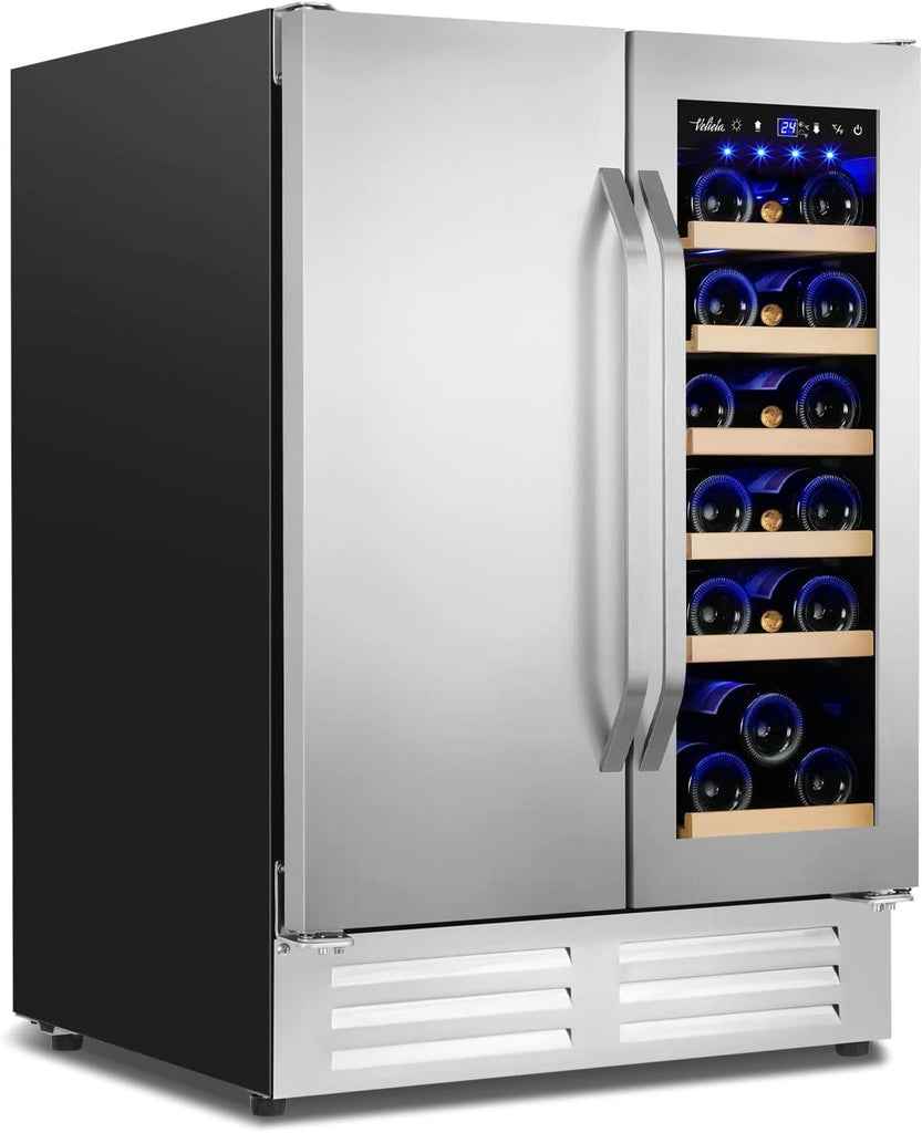 Wine and Beverage Refrigerator,24 Inch Dual Zone Wine Beverage Cooler, Built