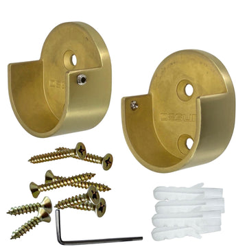 Closet Rod Support Flanges with Screw On Attachment | Heavy Duty 32mm Diameter Clothes Pole End Sockets for Wardrobes