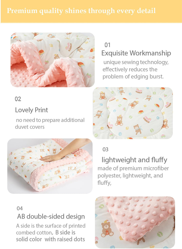 Baby Comforter 40"x40", Lightweight Down Alternative Quilted Blanket for Pack n Play, Bassinet & Crib, Soft Minky